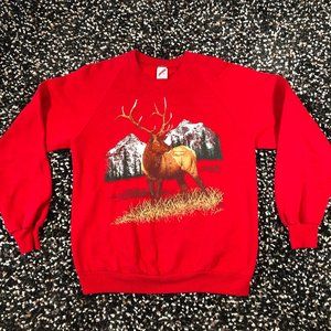 Vintage 80s  Deer Elk Animal Wildlife Sweatshirt